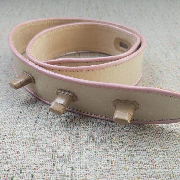 Vintage Cynthia Rowley Ladies Belt Genuine Leather Tan/pink Waistband Size 30 in - Picture 4 of 12